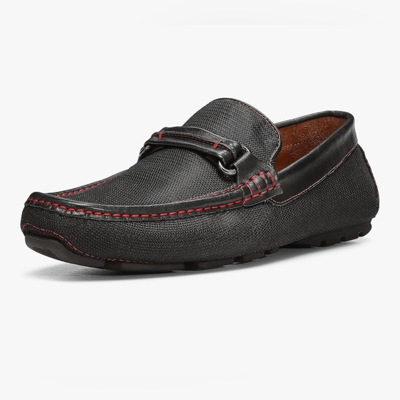 Donald Pliner Men's Black Loafers with Red Stitching size 8.5 NWOT no box
